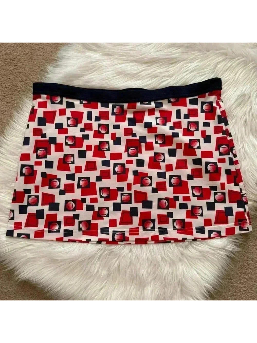 Tail Retro Pickleball Tennis Ball Polka Dot Print Skirt Large